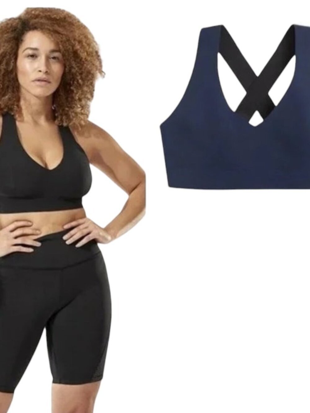 Athleta Crossover Reversible Bra Womens Size XS Navy/Black Run Yoga Gym Barre